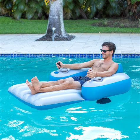 Take your lounging game to new levels of comfort by soaking up the rays on top of this motorized pool lounger. Motorized Pool Lounger Inflatable Pool Float with Dual 66-watt Propeller Motors | eBay