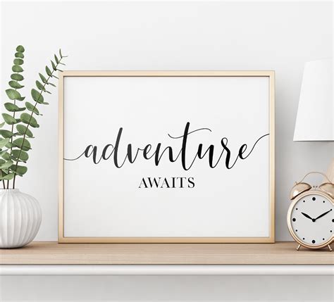 Adventure Awaits Printable Art Travel Quote Print Adventure Wall Art