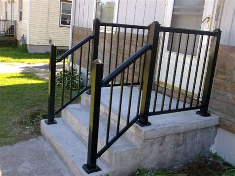 They also help the elderly move around safely without any assistance. Sleek Front Step Railings | 333652 | Home Design Ideas | Front door steps, Front porch steps ...