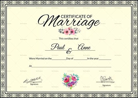 Marriage Certificate Template Free Download Free Printable Templates