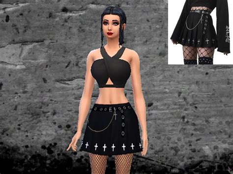 Goth Pleated Skirt Sims 4 Dresses Sims 4 Pleated Skirt