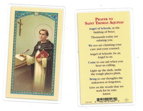 St Thomas Aquinas Laminated Prayer Card Rr287