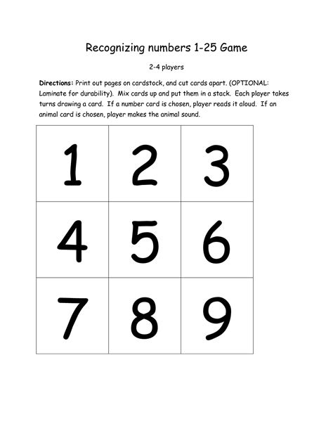 Recognizing Numbers Worksheets