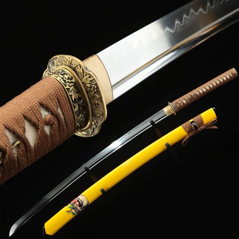 Gelbes Katana Handgefertigtes Japanisches Katana Schwert T10