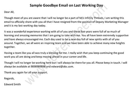 How To Write A Goodbye Email On Last Working Day With Example
