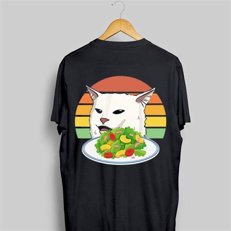 Angry Woman Yelling At Confused Cat At Dinner Table Meme Shirt Hoodie