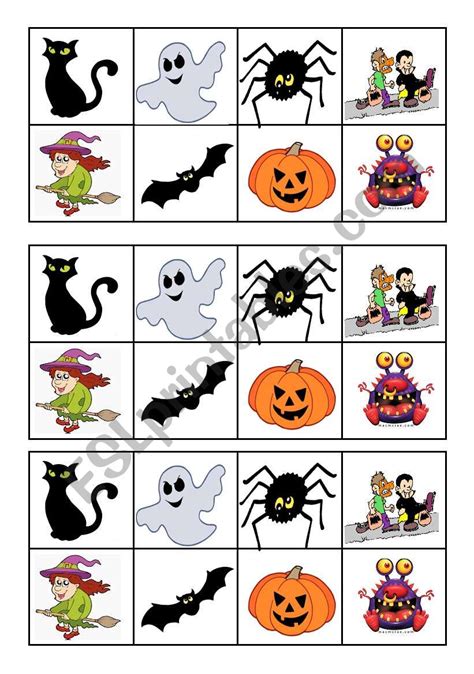Real images like gifts, cards, ice cream, balloons, cake, candy, teddy bears, candles, and more are used along with their names in this game of valentine. Halloween Bingo cards - ESL worksheet by marstar