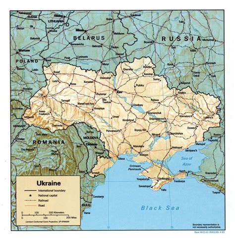 Large Detailed Political Map Of Ukraine With Relief Roads Railroads
