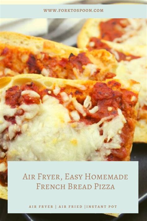 Using a brush or your fingers, gently rub olive oil onto outer edge of crust. Air Fryer French Bread Pizza - Fork To Spoon | Recipe ...