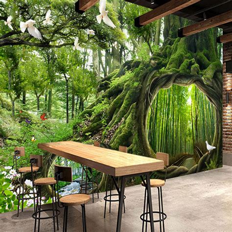 Custom Photo Wallpaper Mural Green Virgin Forest Tree Bvm Home
