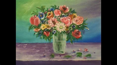 How To Paint Flowers In A Glass Vase Acrylic Painting For Beginners Pt