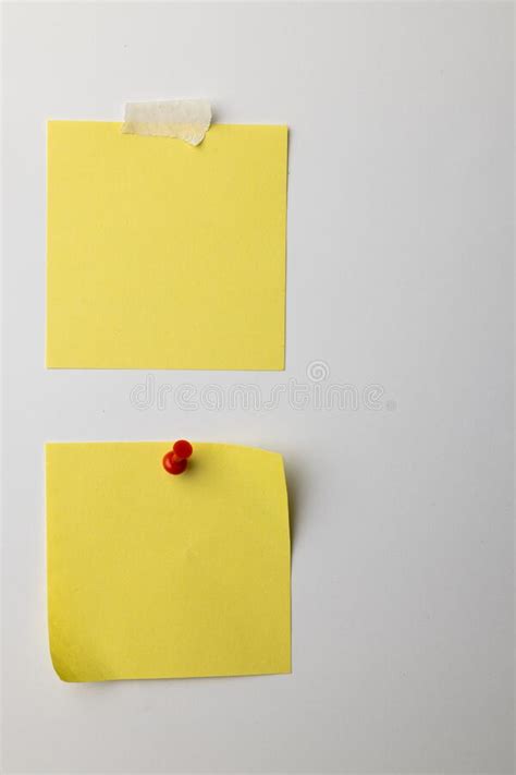 Yellow Sticky Memo Notes And Copy Space On White Background Stock Photo