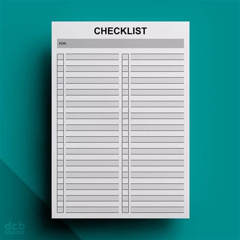 Editable Checklist Template With Two Columns By Dcbsquare On Etsy