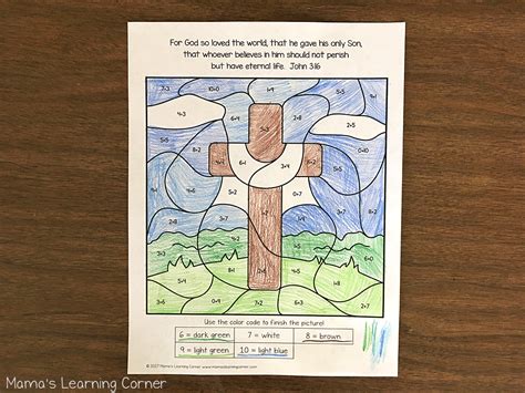 Christian Easter Color By Number Worksheets Mamas Learning Corner