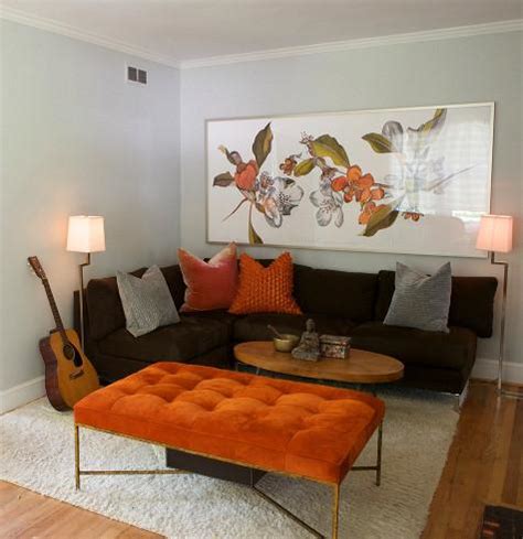 Yellow is an excellent wall color for dark brown furniture. Armless Sectional Sofa - Transitional - living room - Heather Garrett Design