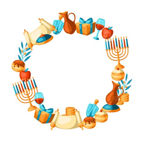Feliz Quadro De Hanukkah Com Símbolos Religiosos Png Fé Símbolo