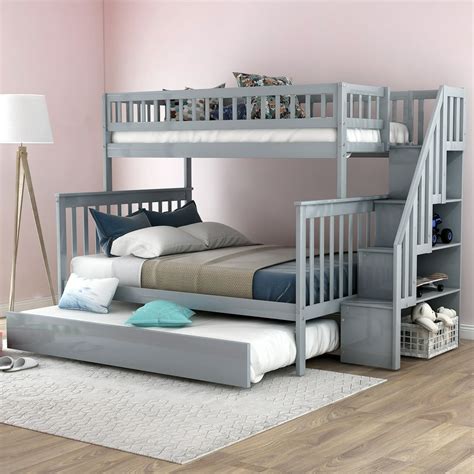 Harperandbright Designs Twin Over Full Bunk Bunk Bed With Trundle And