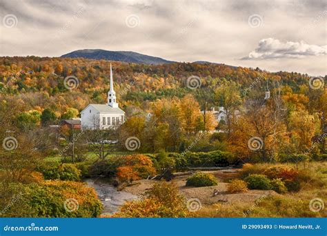 Stowe Vt Church And Fall Foliage Stock Image Image Of Season