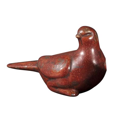 Aged Red Glaze Ceramic Bird Sculpture I Ceramic Birds Sculpture