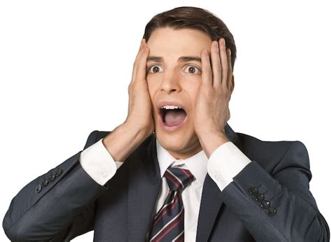 Premium Photo Shocked Businessman Screaming With Hands On Face Isolated