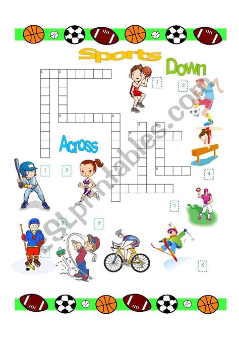 Sports Crossword Esl Worksheet By Evaramos