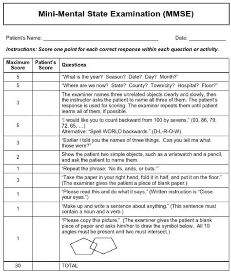 Mini Mental State Examination Questionnaire Note Figure 1 Shows Mmse