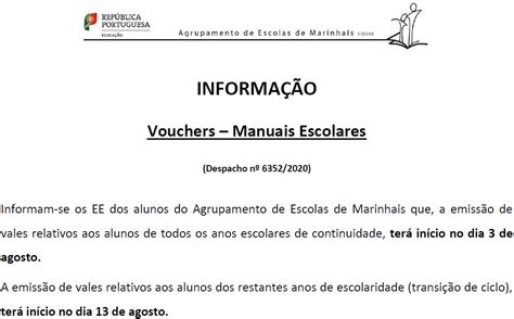 Se prosseguem no mesmo ciclo, a partir de 16 de agosto, se. Vouchers - Manuais Escolares