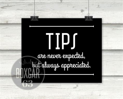 Tips Are Never Expected But Always Appreciated Sign Etsy