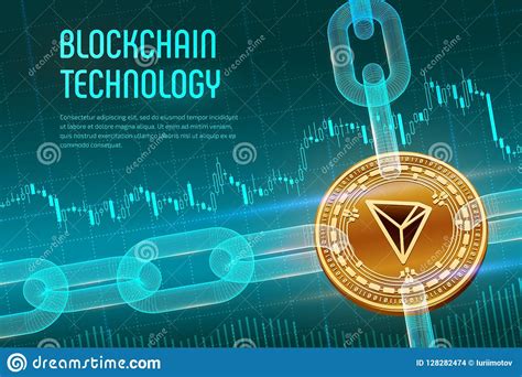 Tron. Crypto Currency. Block Chain. 3D Isometric Physical ...