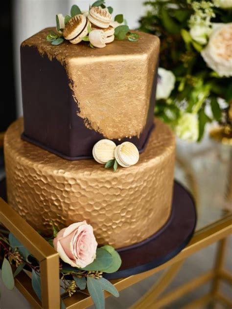 Check spelling or type a new query. Unique Hexagon gold and chocolate wedding cake | Chocolate ...