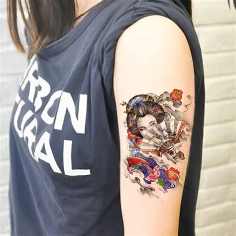 Temporary Tattoos Sticker For Women Arm Leg Sexy Fake Japanese Geisha