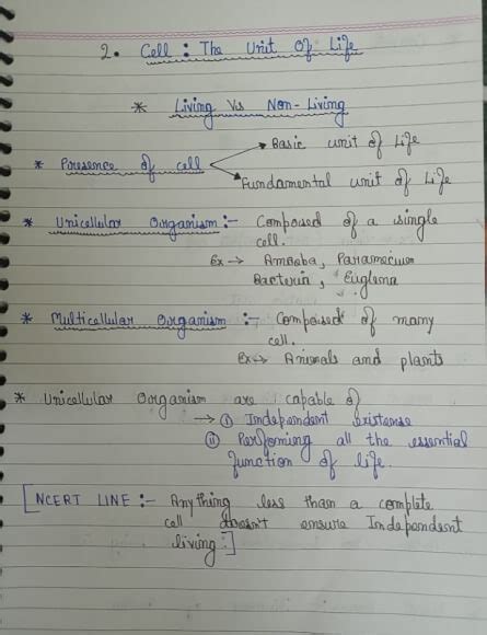 Cell The Unit Of Life Class 11 Notes Biology Handwritten Notes PDF
