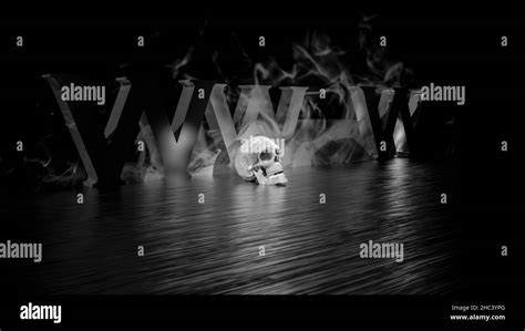 Dark Web 3d Black Text With Skull And Smoke At Dark Background 3d