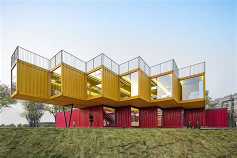 Container Stack Pavilion People S Architecture Shipping Container Architecture Container