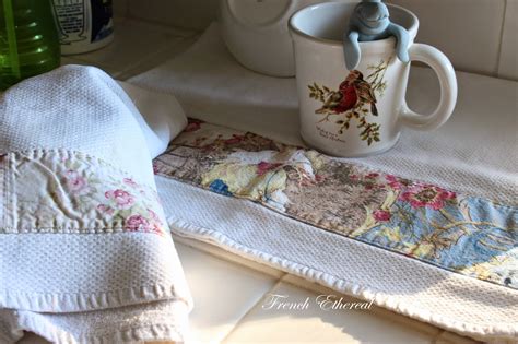 Follow these easy directions that will show you the basics of embellishing your boring white tea towels and turning them into a focal point. French Ethereal: How to...Decorate your Tea Towels