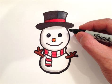 How To Draw A Cute Snowman Easy Christmas Drawings Cute Snowman