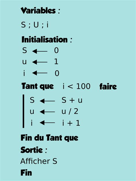 Ecrire Un Algorithme Qui Calcule La Somme Pdf Cours Exercices Examens Hot Sex Picture