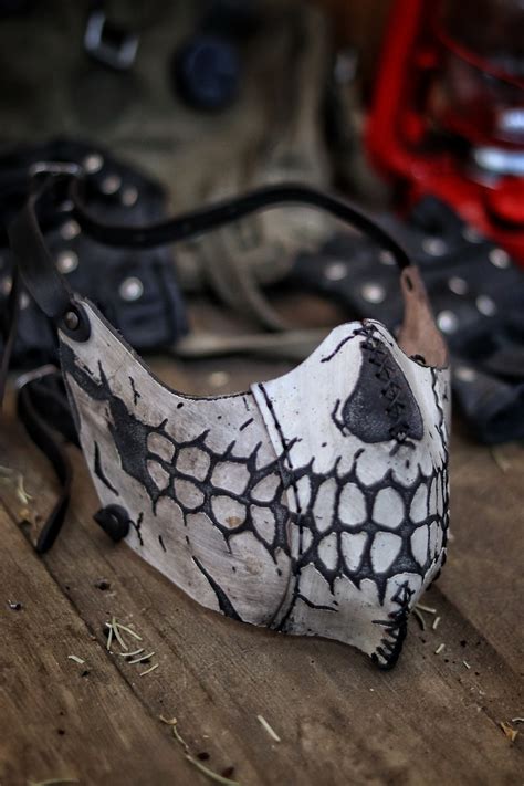 Leather Skull Face Mask For Halloween Or Bikers Can Be Used Etsy