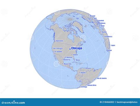 Map Showing Chicagounited States Of America On The World Map Stock