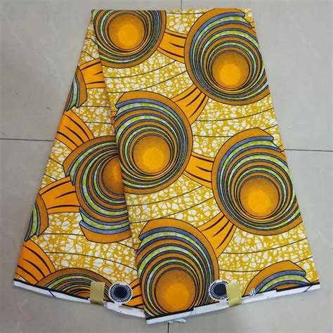 Kw 54 New Yellow African Wax Print Fabric Ankara Cotton Fabrics Batik Hollandais Wax Kitenge