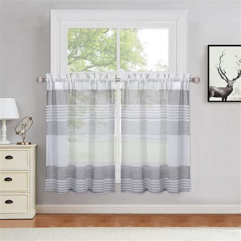 Homerry 27w X 24l Sheer Tier Curtains For Kitchen Farmhouse Splicing