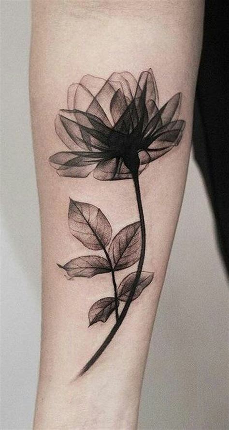 Beautiful Black Magnolia Arm Tattoo Ideas For Women