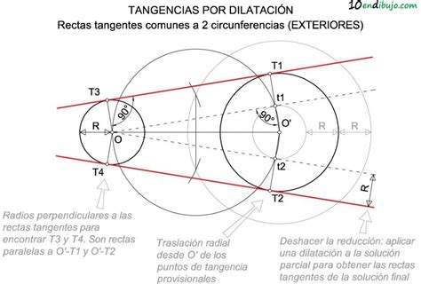 Trazado De Las Dos Rectas Tangentes Exteriores A Dos Circunferencias