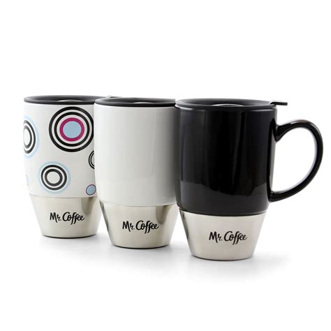 Mr Coffee Couplet 15oz Ceramic And Stainless Steel Travel Mugs In