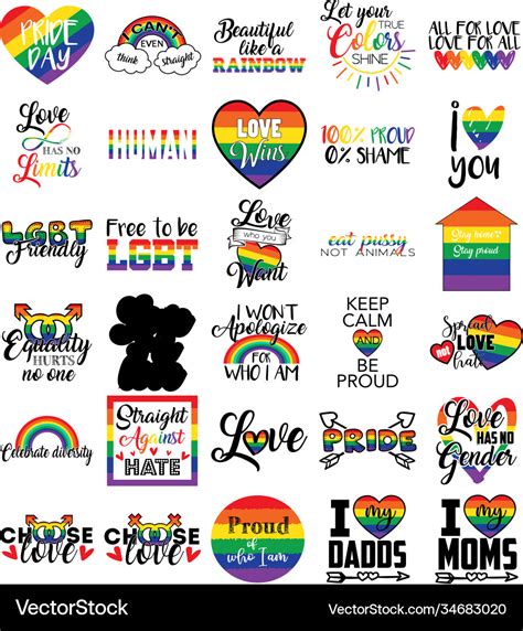 Collection Lgbt Phrases Slogans Or Quotes Vector Image
