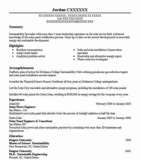 Team player with a quick learning capability. Solar Power Engineer Resume Sample | Engineering Resumes ...