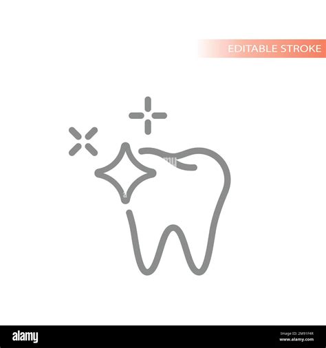 Shining And Sparkling Tooth Line Vector Icon Healthy White Tooth
