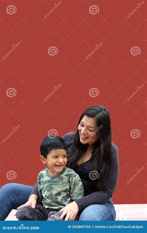 Single Mom And Dark Haired Latino Son Play And Have Fun Together