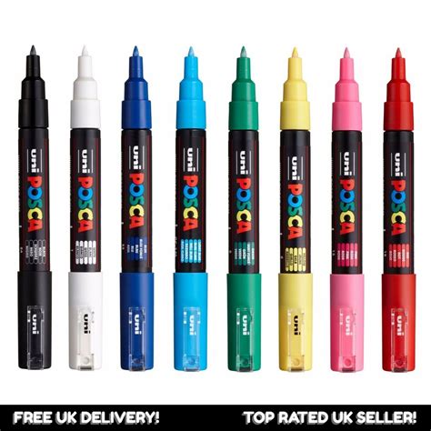 Uni pin fine line drawing pens are an ultra fine marker with superior water resistance that is so good once the ink is dry it will not smear even if water is accidentally spilt on the the ink in the uni pin fine line markers is extremely light resistant and does not fade even with continuous exposure to light. Uni Posca PC-1M Paint Marker Art Pens - Pack of 8 Core ...