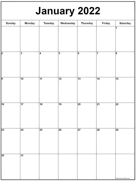 Free Printable January 2022 Calendar Vertical 2023 Printable Calendars